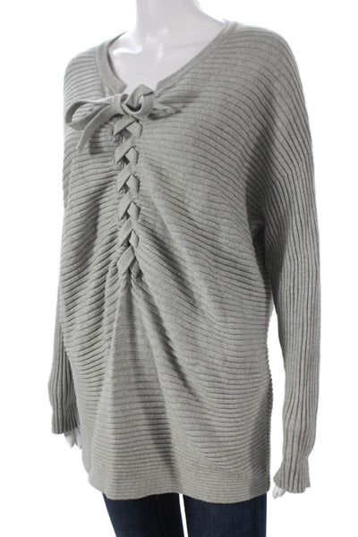 Designers Remix Charlotte Eskilden Womens Pullover Gray Striped Size S
