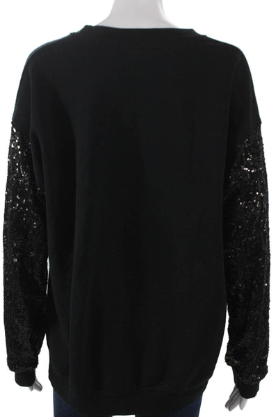 Jet John Eshaya Womens Black V-Neck Pullover Sweatshirt Long Sleeve Size M