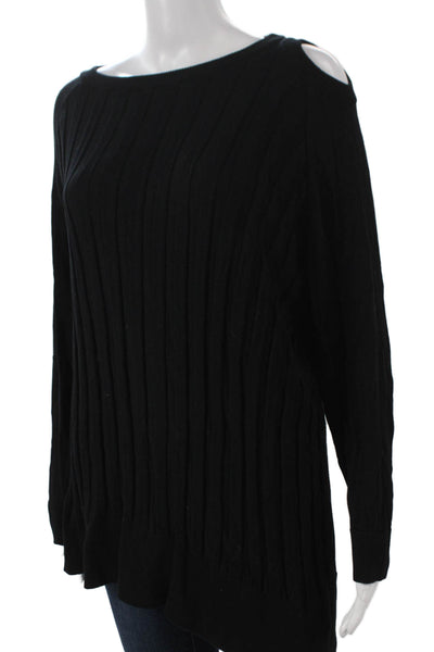Planet by Lauren G Womens Black Pima Cotton Boatneck Pullover Sweater Size One