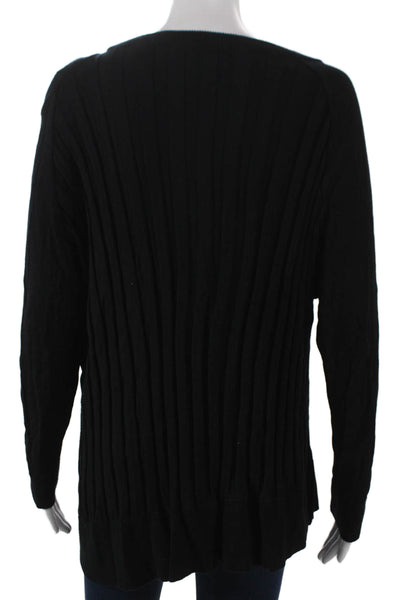 Planet by Lauren G Womens Black Pima Cotton Boatneck Pullover Sweater Size One