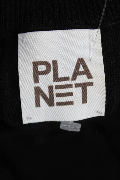 Planet by Lauren G Womens Black Pima Cotton Boatneck Pullover Sweater Size One