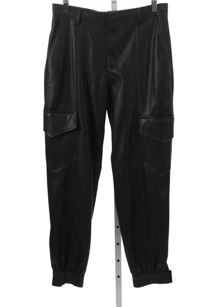 Zara Women Cargo Pants Black Polyester Zip Fly Size M