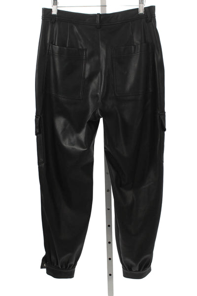 Zara Women Cargo Pants Black Polyester Zip Fly Size M