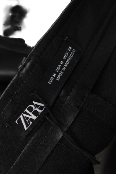 Zara Women Cargo Pants Black Polyester Zip Fly Size M