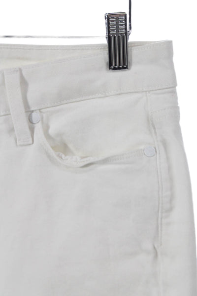 Paige Womens Ankle Jeans White Cotton Mid Rise Button Size 28