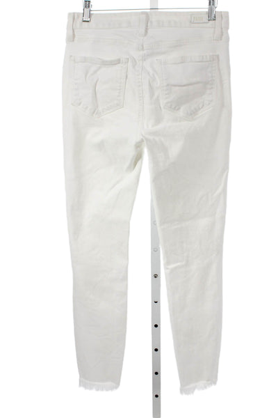 Paige Womens Ankle Jeans White Cotton Mid Rise Button Size 28