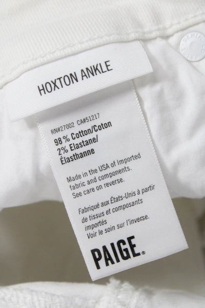 Paige Womens Ankle Jeans White Cotton Mid Rise Button Size 28