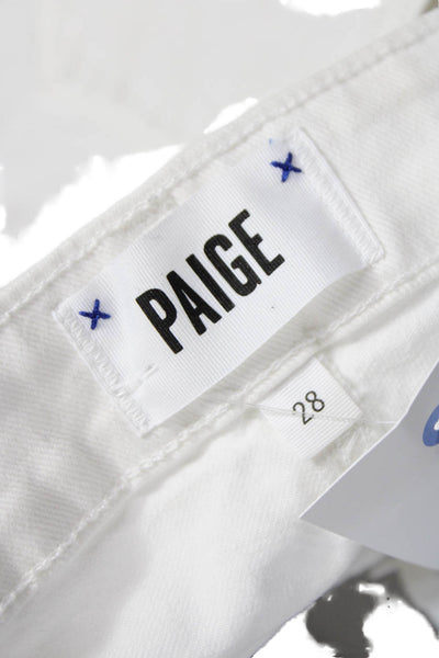 Paige Womens Ankle Jeans White Cotton Mid Rise Button Size 28