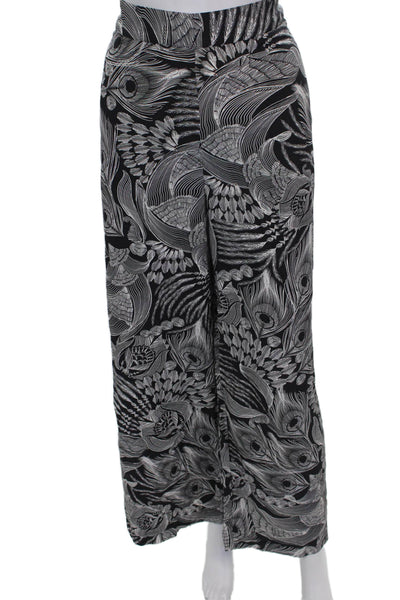 Robert Graham Womens Dress Pants Black Silk Geometric Zip Size 8