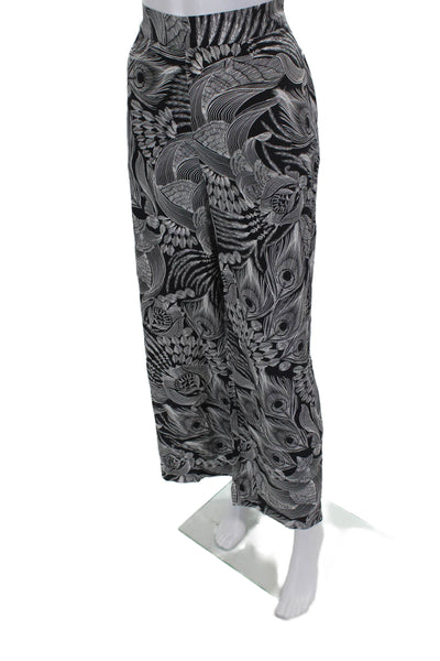 Robert Graham Womens Dress Pants Black Silk Geometric Zip Size 8
