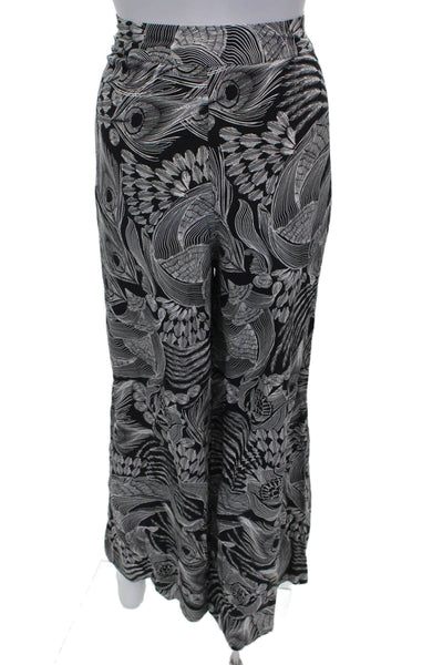 Robert Graham Womens Dress Pants Black Silk Geometric Zip Size 8