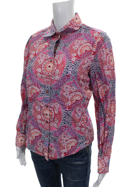 Robert Graham Womens Geometric Pink Cotton Button-Up Long-Sleeve Size L