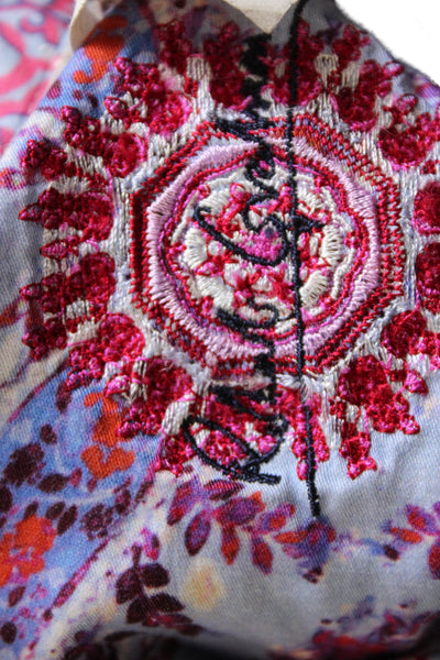 Robert Graham Womens Geometric Pink Cotton Button-Up Long-Sleeve Size L