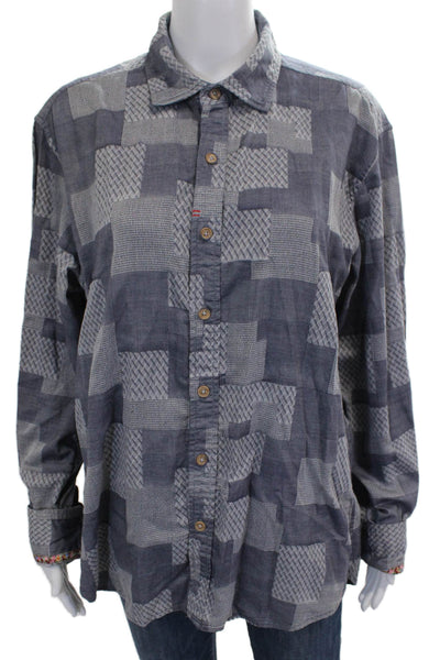 Robert Graham Mens Geometric Cotton Button Up Shirt Long Sleeve Size XL