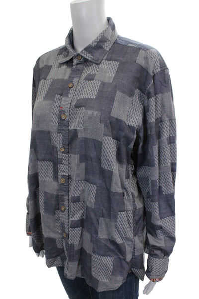 Robert Graham Mens Geometric Cotton Button Up Shirt Long Sleeve Size XL