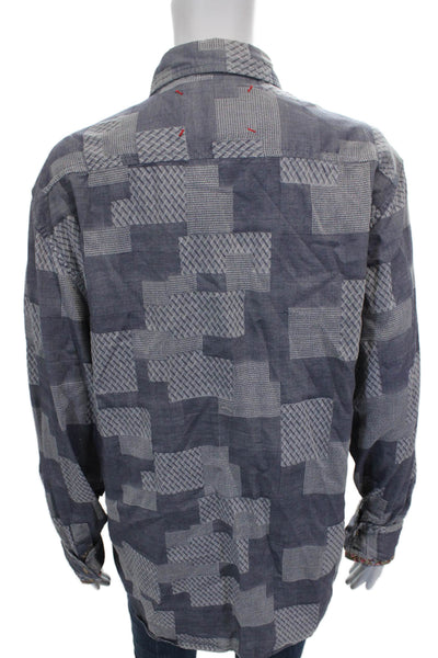 Robert Graham Mens Geometric Cotton Button Up Shirt Long Sleeve Size XL