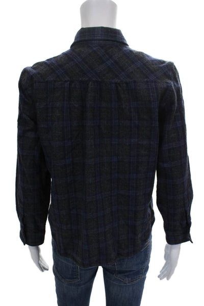 Robert Graham Women Collared Plaid Cotton Long Sleeve Button Up Blouse Size L