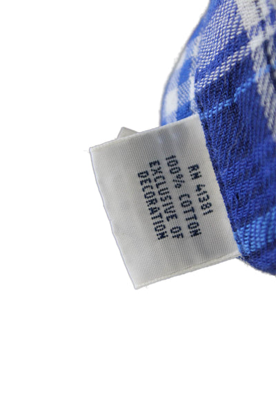 Ralph Lauren Women Plaid Cotton Collared Button-Up Long Sleeve Blue Size S