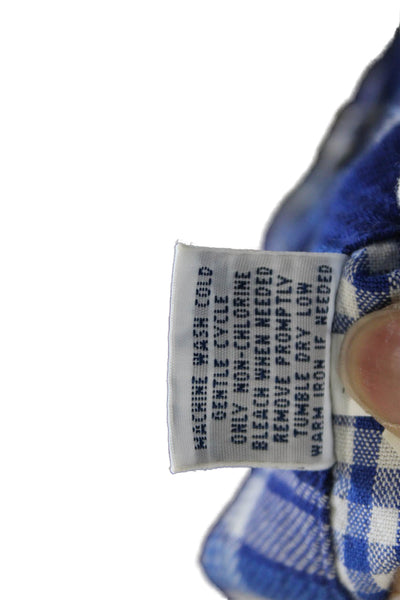 Ralph Lauren Women Plaid Cotton Collared Button-Up Long Sleeve Blue Size S