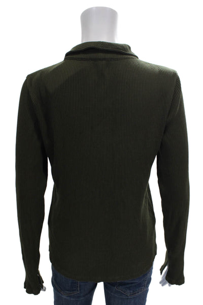 Madewell Womens Collared Modal Long Sleeve Button Up Top Green Size M