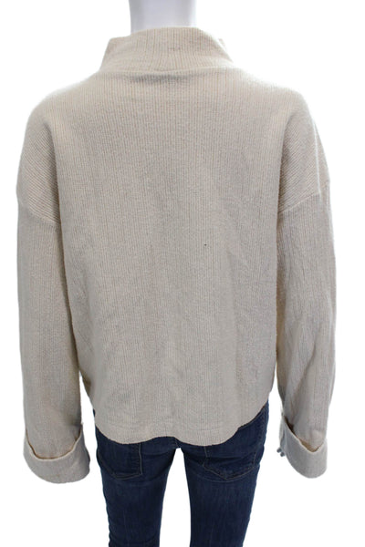 Zara Womens Pullover Sweater Mock Neck Long Sleeve Ivory Polyester Size S