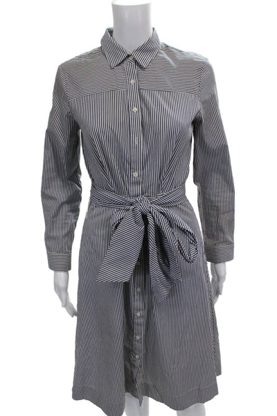 J Crew Womens Shirt Dress Blue Collared Long Sleeve 100% Cotton Button Size 2
