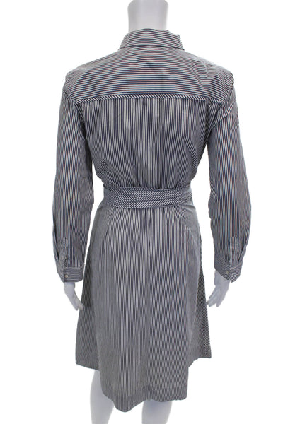 J Crew Womens Shirt Dress Blue Collared Long Sleeve 100% Cotton Button Size 2
