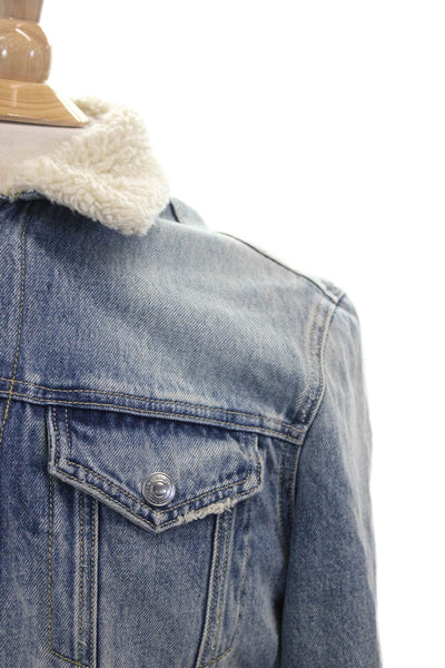 Allsaints Mens Blue Cotton Button Jacket Size M