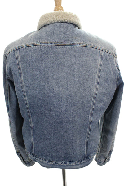 Allsaints Mens Blue Cotton Button Jacket Size M