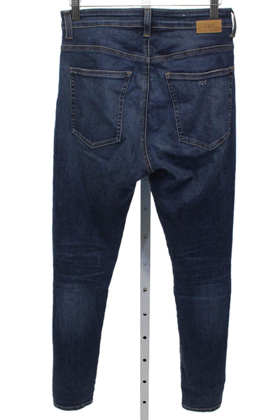 CQY Women Blue Skinny Jeans Mid Rise Button Fly Cotton Size 29