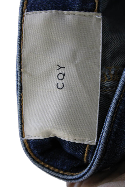CQY Women Blue Skinny Jeans Mid Rise Button Fly Cotton Size 29