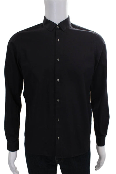 The Kooples Men's Long Sleeves Skull Button Down Shirt Purple Size S