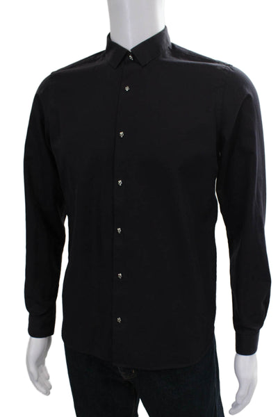 The Kooples Men's Long Sleeves Skull Button Down Shirt Purple Size S