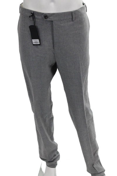 Pescarolo Mens Cashmere Dress Pants Gray Button Size 54