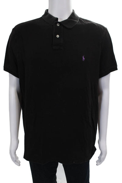 Polo Ralph Lauren Mens Polo Shirt Black Cotton Short Sleeve Collared Size XL
