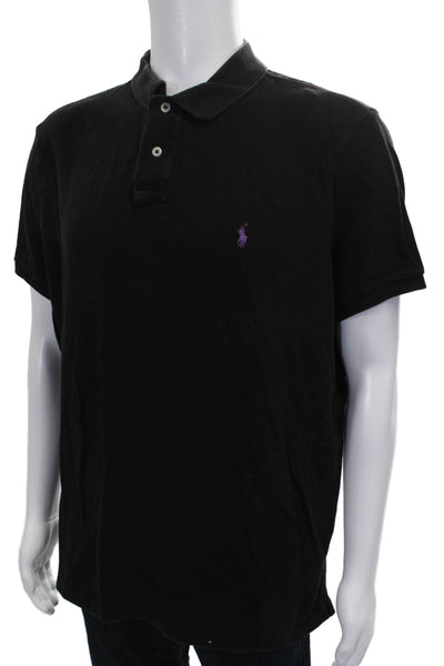 Polo Ralph Lauren Mens Polo Shirt Black Cotton Short Sleeve Collared Size XL