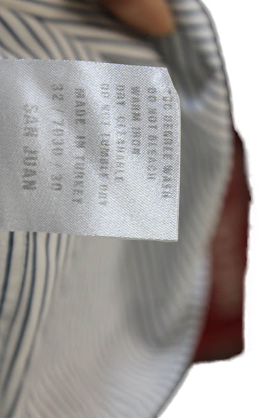 Reiss Mens Shirt Button-Up Striped White Collared Long Sleeve Cotton Size XL