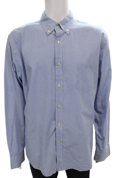 J Crew Mens Collared Striped Cotton Button Up Long Sleeve Shirt Size XL
