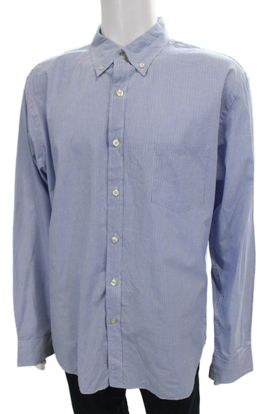 J Crew Mens Collared Striped Cotton Button Up Long Sleeve Shirt Size XL
