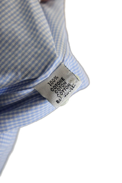 Boglioli Mens Checkered Long Sleeve Button Up Shirt Blue Size 43 17