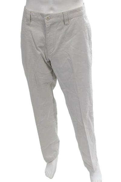 Lands End Mens Chino Pants Beige Canvas Button Fly Inseam 32 Size 34