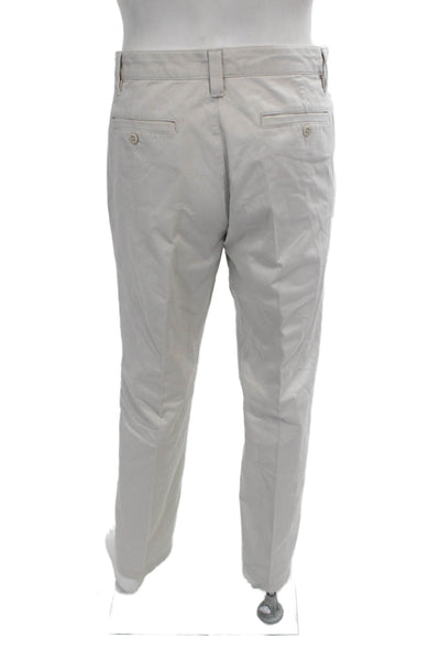 Lands End Mens Chino Pants Beige Canvas Button Fly Inseam 32 Size 34