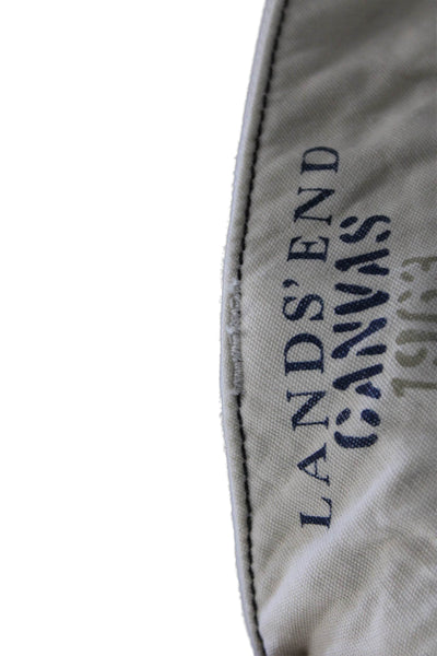 Lands End Mens Chino Pants Beige Canvas Button Fly Inseam 32 Size 34