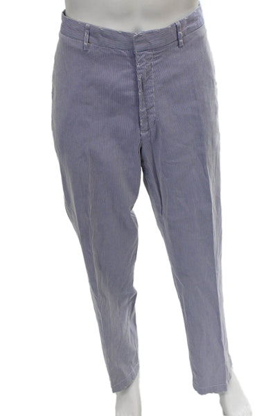 J Crew Mens Chino Pants Blue Striped Cotton Zip Inseam 33 Size 32