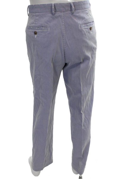 J Crew Mens Chino Pants Blue Striped Cotton Zip Inseam 33 Size 32