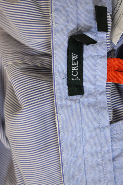 J Crew Mens Chino Pants Blue Striped Cotton Zip Inseam 33 Size 32