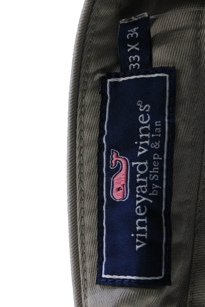 Vineyard Vines Mens Beige Cotton Chino Pants Button Closure Size 33