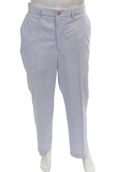 Polo Ralph Lauren Mens Chino Pants Blue Striped Cotton Button Size 33