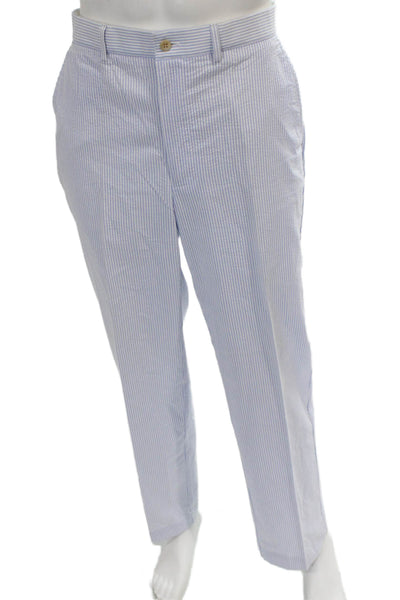 Polo Ralph Lauren Mens Chino Pants Blue Striped Cotton Button Size 33