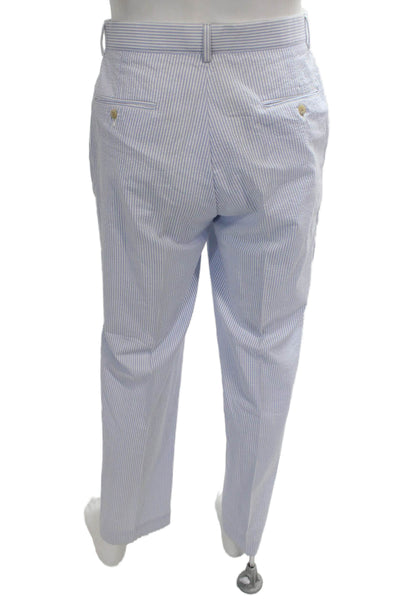 Polo Ralph Lauren Mens Chino Pants Blue Striped Cotton Button Size 33